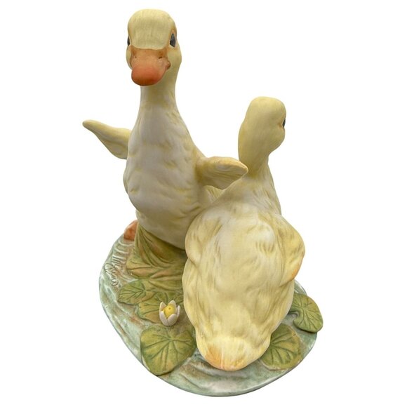Vtg Homco Masterpiece Porcelain Ducklings Lilypad Signed by Mizuno 1982 Easter S - Picture 6 of 11